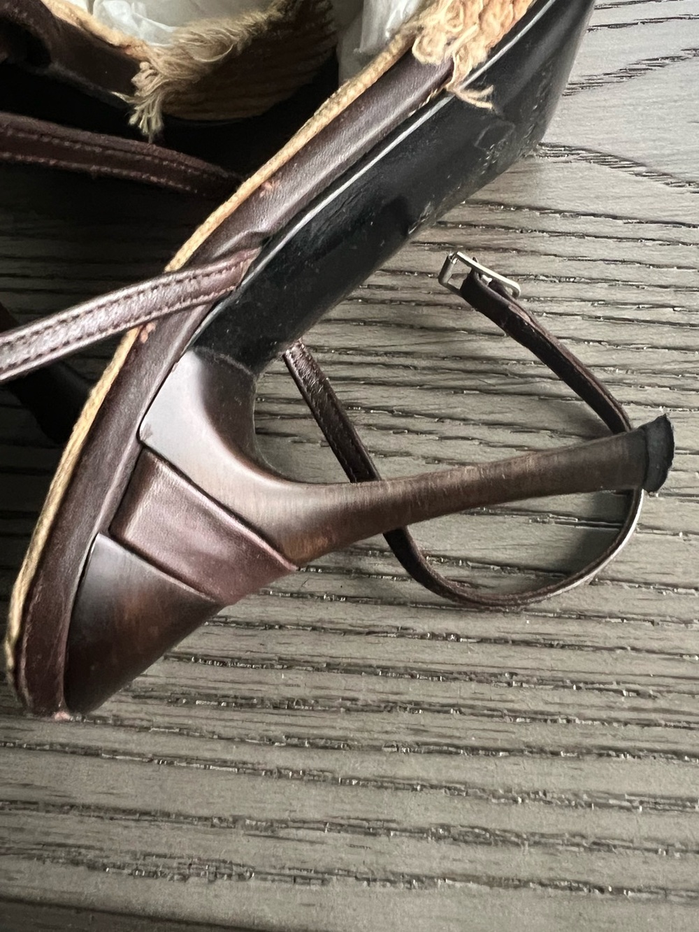 Casadei Brown Corduroy & Dark Brown Leather Slingback Heels - Picture 14 of 14